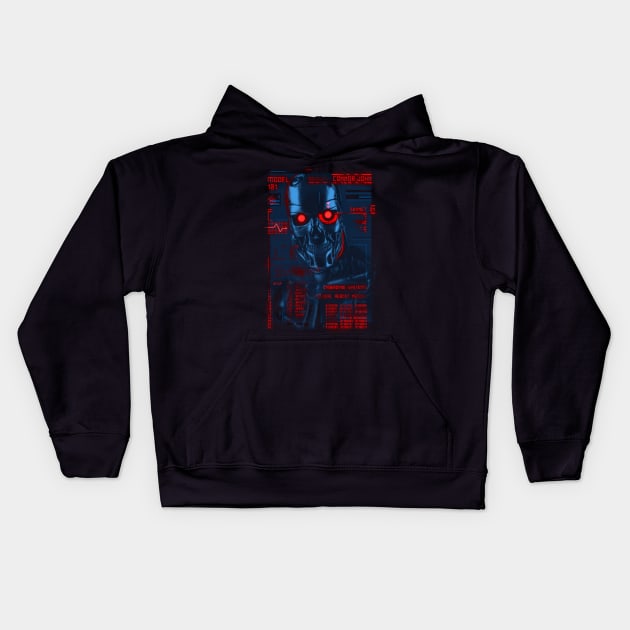 Terminator blue Kids Hoodie by Mateus